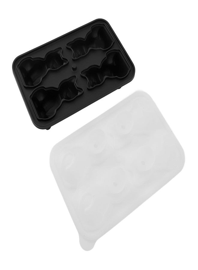 CHEOTIME 2 Pcs 3d Cat Ice Cube Mold, Cat Shaped Silicone Ice Cube Tray With Lid 4 Compartments Cat Shaped Ice Molds, Easy Release, Sturdy Ice Maker For Beverages, Coffee And Cocktails(Grey) - Image 5